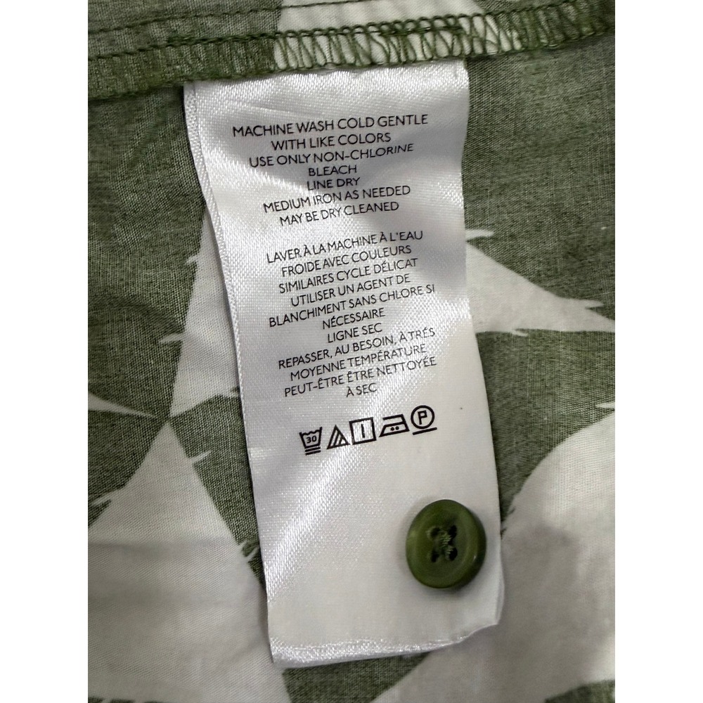 Maeve Shirt Dress Womens Large Green Geometric Tiered Cotton Midi - Picture 7 of 10